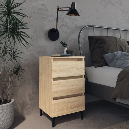 Nachttisch aus Sonoma-Eiche und Metallbeinen 40x35x69 cm von vidaXL, Nachttische - Ref: Foro24-805911, Preis: 64,09 €, Rabatt: %