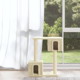 Rascador para gatos con postes de sisal 60 cm crema