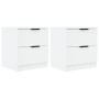 Mesitas de noche 2 uds madera contrachapada blanco