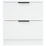 Mesitas de noche 2 uds madera contrachapada blanco