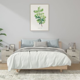 Mesita de noche 2 uds madera contrachapada gris hormigón Mesita de noche 2 uds madera contrachapada gris hormigón