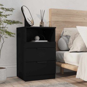 Mesita de noche madera contrachapada color negro Mesita de noche madera contrachapada color negro
