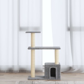 Rascador para gatos con postes de sisal gris claro 70 cm
