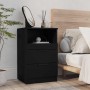 Mesitas de noche 2 uds madera contrachapada color negro