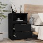Mesitas de noche 2 uds madera contrachapada color negro
