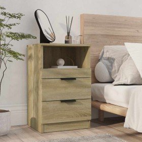 Mesita de noche madera contrachapada color roble Sonoma Mesita de noche madera contrachapada color roble Sonoma