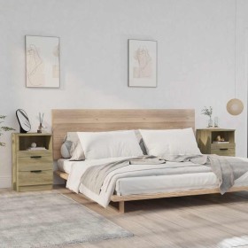 Mesita de noche 2 uds madera contrachapada color roble Sonoma Mesita de noche 2 uds madera contrachapada color roble Sonoma