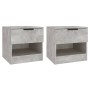Mesita de noche 2 uds madera contrachapada gris hormigón