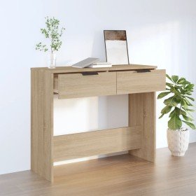 Mesa consola de madera contrachapada roble Sonoma 90x36x75 cm en Mesas auxiliares | Comprar online en Foro24