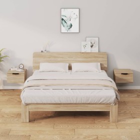 Mesita de noche de pared 2 uds color roble Sonoma 34x30x20 cm Mesita de noche de pared 2 uds color roble Sonoma 34x30x20 cm