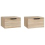 Mesita de noche de pared 2 uds color roble Sonoma 34x30x20 cm