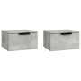 Mesita de noche de pared 2 uds color gris hormigón 34x30x20 cm