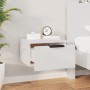 Mesita de noche de pared blanco brillante 34x30x20 cm
