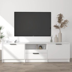 Mueble de TV blanco 140x35x40 cm madera de ingeniería