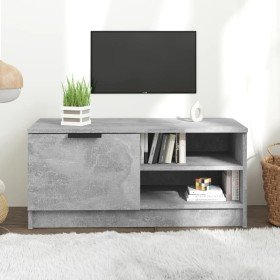 Mueble de TV madera contrachapada gris hormigón 80x35x36,5 cm Mueble de TV madera contrachapada gris hormigón 80x35x36,5 cm