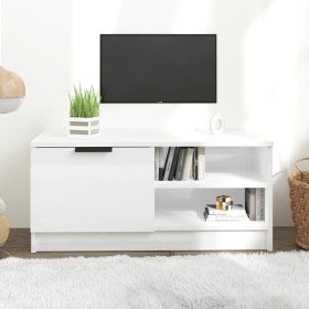 Mueble de TV madera contrachapada blanco brillante 80x35x36,5cm Mueble de TV madera contrachapada blanco brillante 80x35x36,5cm