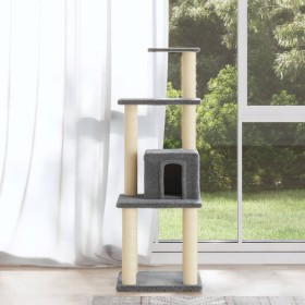 Rascador para gatos con postes de sisal gris claro 105 cm