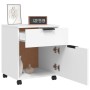 Archivador con ruedas madera contrachapada blanco 45x38x54 cm