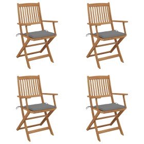 Sillas de jardín plegables 4 uds y cojines madera maciza acacia