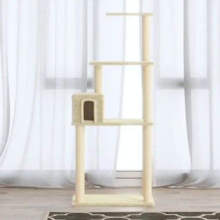 Cat scratching post with cream sisal posts 147 cm by vidaXL, Cat furniture - Ref: Foro24-171476, Price: 51,04 €, Discount: %
