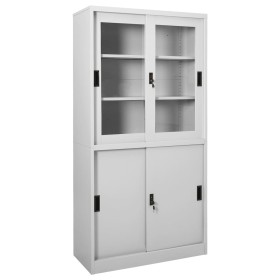 Armario oficina puerta corredera acero gris claro 90x40x180 cm de vidaXL, Taquillas y armarios de almacenamiento - Ref: Foro2...