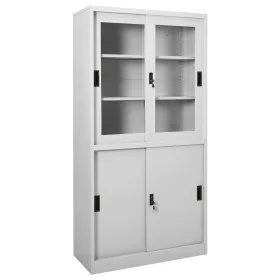 Armario oficina puerta corredera acero gris claro 90x40x180 cm de vidaXL, Taquillas y armarios de almacenamiento - Ref: Foro2...
