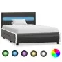 Bed frame and LED anthracite gray synthetic leather 90x200 cm by vidaXL, Beds and slatted bases - Ref: Foro24-284978, Price: ...