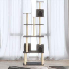 Rascador para gatos con postes de sisal gris oscuro 188 cm