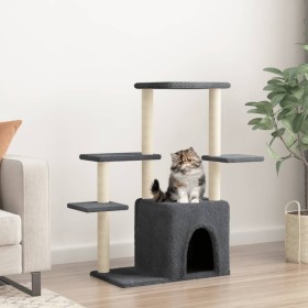 Rascador para gatos con postes de sisal gris oscuro 97,5 cm