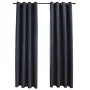 Cortinas opacas con aros de metal 2 piezas antracita 140x245 cm de vidaXL, Cortinas y visillos - Ref: Foro24-134460, Precio: ...