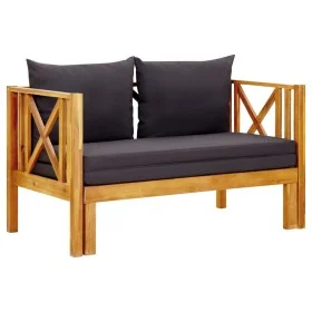2-seater garden bench with solid acacia wood cushions 122 cm by vidaXL, garden benches - Ref: Foro24-310308, Price: 265,17 €,...