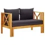 2-seater garden bench with solid acacia wood cushions 122 cm by vidaXL, garden benches - Ref: Foro24-310308, Price: 280,85 €,...