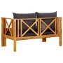 2-seater garden bench with solid acacia wood cushions 122 cm by vidaXL, garden benches - Ref: Foro24-310308, Price: 280,85 €,...