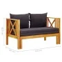 2-seater garden bench with solid acacia wood cushions 122 cm by vidaXL, garden benches - Ref: Foro24-310308, Price: 280,85 €,...