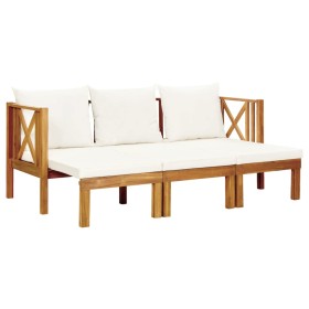 3-seater garden bench with solid acacia wood and cushions, 179 cm by vidaXL, garden benches - Ref: Foro24-310309, Price: 421,...