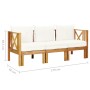 3-Sitzer Gartenbank mit Kissen massives Akazienholz 179 cm von vidaXL, Gartenbänke - Ref: Foro24-310309, Preis: 421,66 €, Rab...
