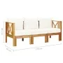 Banco jardín 3 plazas con cojines madera maciza acacia 179 cm de vidaXL, Bancos de jardín - Ref: Foro24-310309, Precio: 390,9...