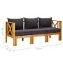 Banco jardín 3 plazas con cojines madera maciza acacia 179 cm de vidaXL, Bancos de jardín - Ref: Foro24-310310, Precio: 388,8...