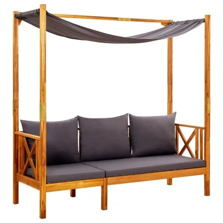 Banco de jardín con toldo madera maciza de acacia de vidaXL, Bancos de jardín - Ref: Foro24-310321, Precio: 200,79 €, Descuen...