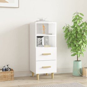 Aparador de madera contrachapada blanco brillante 34,5x34x90 cm Aparador de madera contrachapada blanco brillante 34,5x34x90 cm