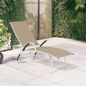 Tumbona de textilene y aluminio crema de vidaXL, Tumbonas - Ref: Foro24-310522, Precio: 133,23 €, Descuento: %