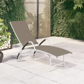 Taupe gray textilene and aluminum lounger by vidaXL, Loungers - Ref: Foro24-310523, Price: 106,32 €, Discount: %