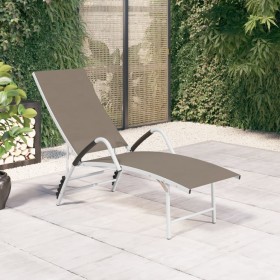 Tumbona de textilene y aluminio gris taupé de vidaXL, Tumbonas - Ref: Foro24-310523, Precio: 133,03 €, Descuento: %