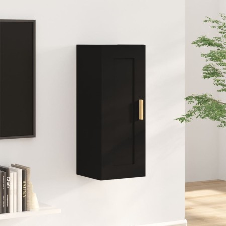 Armario de pared madera de ingeniería negro 35x34x90 cm