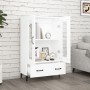 Aparador de madera contrachapada blanco 70x31x115 cm