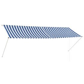 Toldo retráctil 350x150 cm azul y blanco Toldo retráctil 350x150 cm azul y blanco