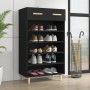 Mueble zapatero de madera contrachapada negro 60x35x105 cm