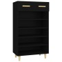 Mueble zapatero de madera contrachapada negro 60x35x105 cm