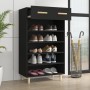Mueble zapatero de madera contrachapada negro 60x35x105 cm