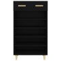 Mueble zapatero de madera contrachapada negro 60x35x105 cm